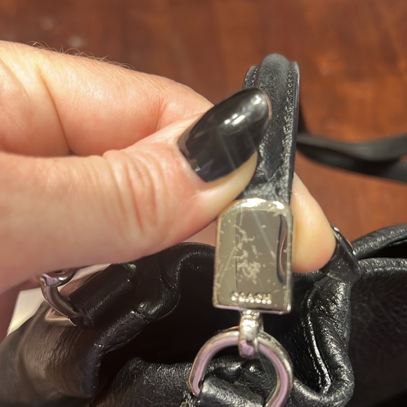 Coach hobo purse black leather, and blue interior - Picture 13 of 14